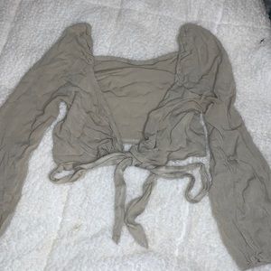 Green beige crop tie